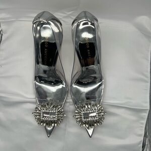 Good American Cinderella glass heel with rhinestone